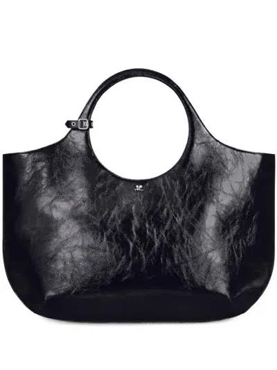 Courrèges Large Holy Handbag In Black