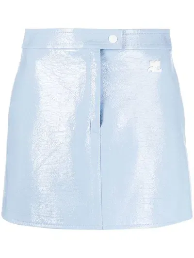 Courrèges Logo-embroidered Miniskirt In Blue