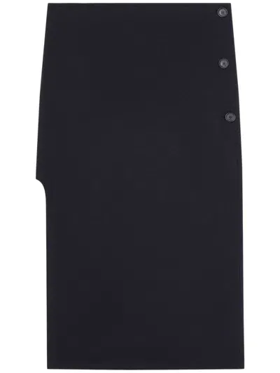 Courrèges Oblique Tailored Midi Skirt In Black