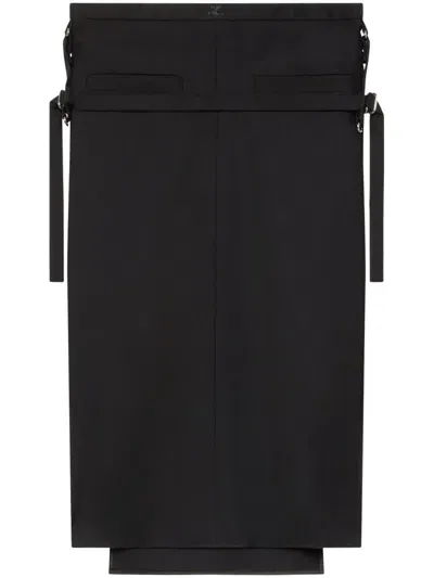 Courrèges Pinstriped Virgin Wool Midi Skirt In Black