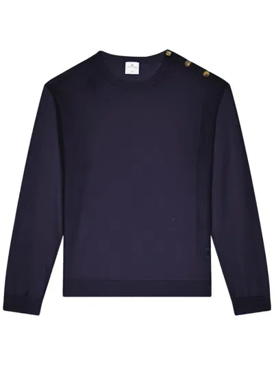 Courrèges Shoulder-snaps Sweater In Blue