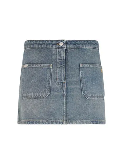 Courrèges Denim Mini Skirt In Medium Blue