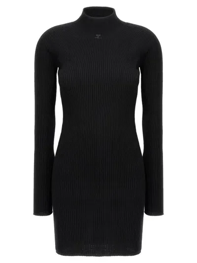 Courrèges Solar Light Rib Dress In Black