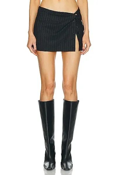 Courrèges Twist Snaps Pinstripes Mini Skirt In Black