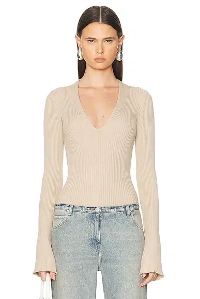 Courrèges Ribbed-knit Bodysuit In Sand