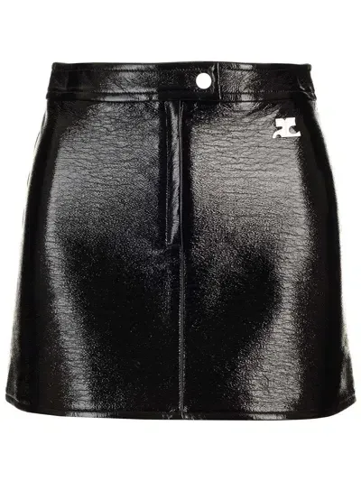 Courrèges Vinyl Mini Skirt In Black