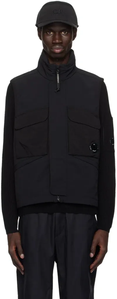 C.p. Company Black Gd Shell Vest In 999 Black