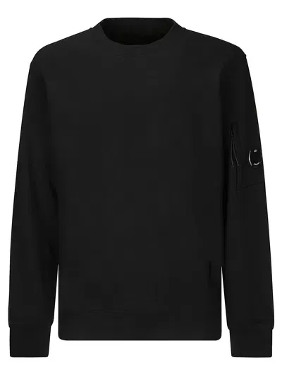 C.p. Company Diagonal Raised Fleece Crew Neck Sweatshirt Black