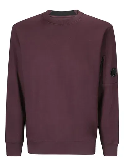 C.p. Company Diagonal Raised Fleece Crew Neck Lens Sweatshirt In Purple