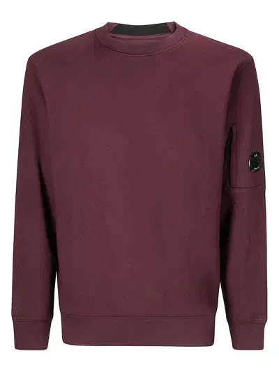 C.p. Company Diagonal Raised Fleece Crewneck Lens Sweatshirt In Purple