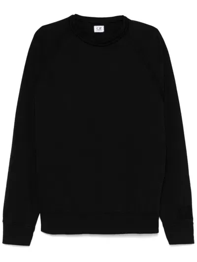 C.p. Company Logo Cotton Sweatshirt In Black