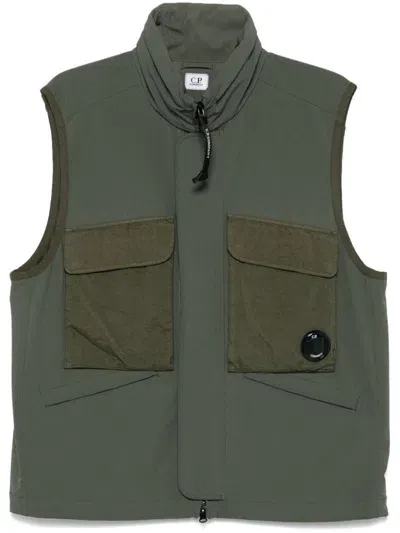 C.p. Company Gd Shell Lens-detailed Vest In Green