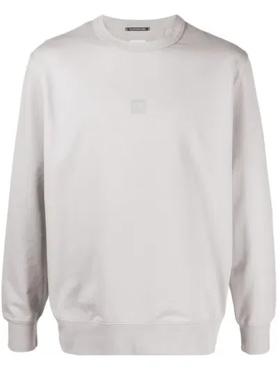 C.p. Company Logo-print Stretch-cotton Sweatshirt In White