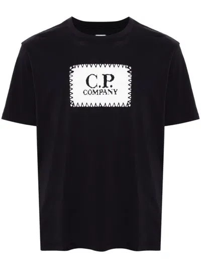 C.p. Company Label Style-logo Jersey T-shirt In Black