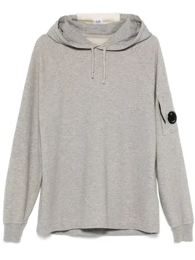 C.p. Company Lens-detail Hoodie In Greystone Melange