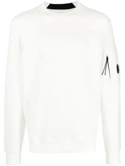 C.p. Company Cotton Fleece Sweatshirt In White