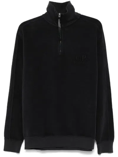 C.p. Company Logo-embroidered Sweatshirt In Black