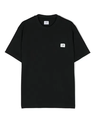 C.p. Company Kids' Logo-appliqué Cotton T-shirt In Black