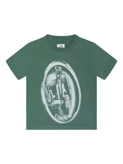 C.p. Company Kids' Logo-print T-shirt In Green