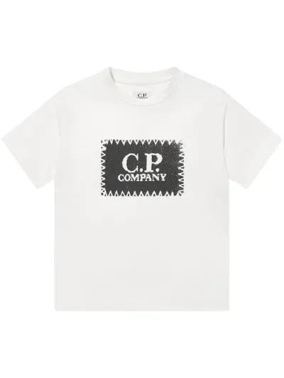 C.p. Company Kids' Logo T-shirt In White