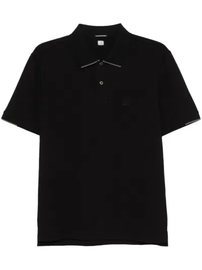 Cp Company Metropolis C.p. Company Metropolis Logo Cotton Polo Shirt In Black