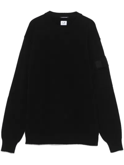 Cp Company Metropolis C.p. Company Metropolis Wool Crewneck Sweater In Black