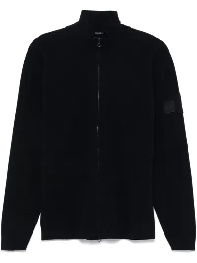 Cp Company Metropolis C.p. Company Metropolis Zipped Wool Cardigan In Black