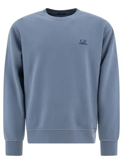 C.p. Company Sweatshirt With Embroidered Logo In Blue