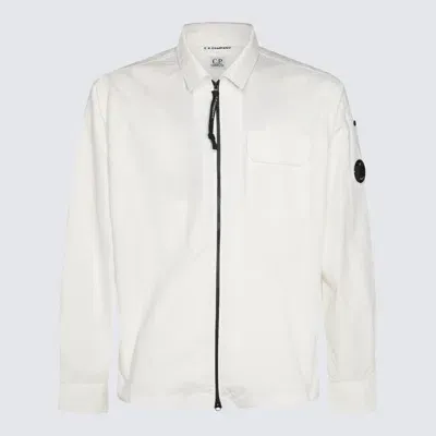 C.p. Company White Wool Shirt In Gauze White