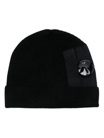 C.p. Company Wool Knitted Beanie In Black