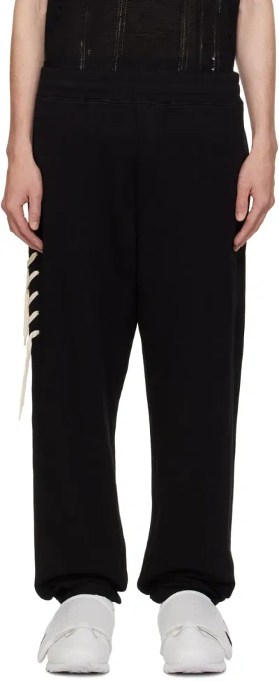 Craig Green Black Laced Sweatpants In Black / Cream