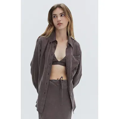 Crescent Bralette & Button Up Cupro Set In Espresso