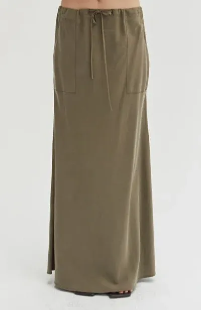 Crescent Lyocell & Linen Maxi Skirt In Eucalyptus