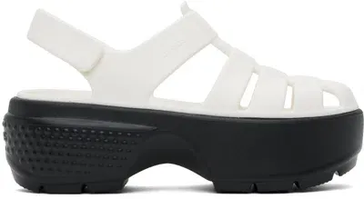 Crocs White Stomp Fisherman Sandals In Chalk