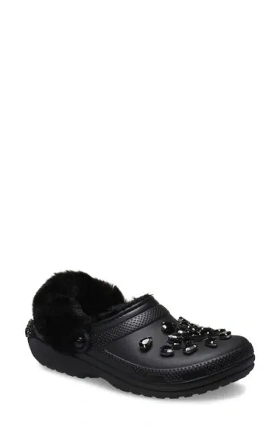 Crocs X Simone Rocha Classic Faux Fur Lined Clog In Black/black