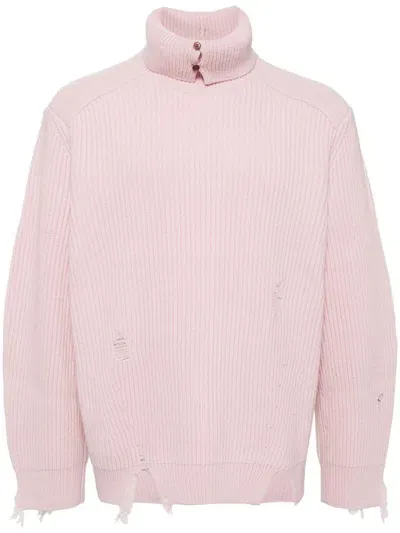 Croquis Distressed Roll-neck Jumper In Pink