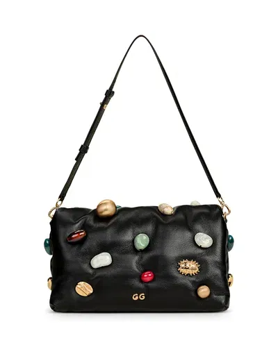 Cult Gaia Amalia Embellished Leather Clutch Bag In Black