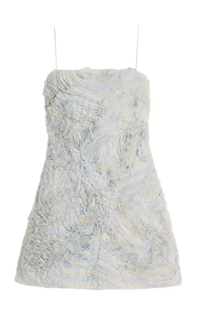 Cult Gaia Charli Crinkled Chiffon Mini Dress In Blue