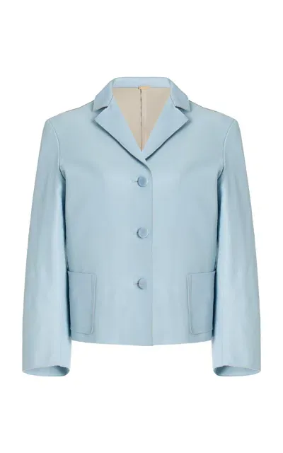 Cult Gaia Layton Leather Blazer In Blue