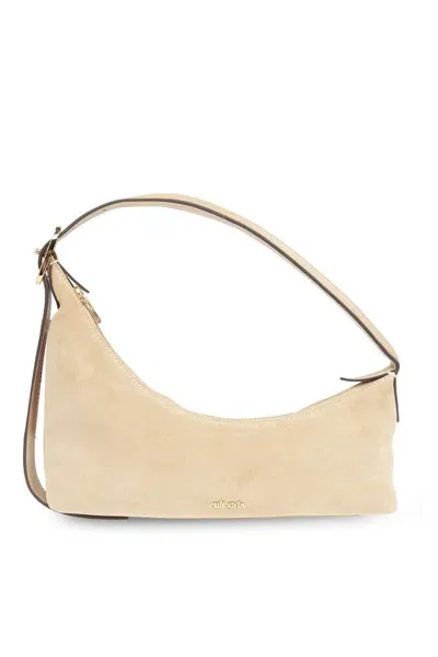 Cult Gaia Lola Logo Lettering Shoulder Bag In Beige