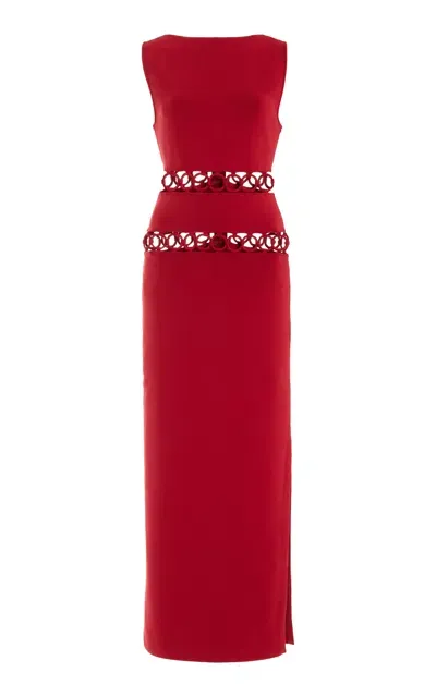 Cult Gaia River Cutout Knit Maxi Dress In Burgundy