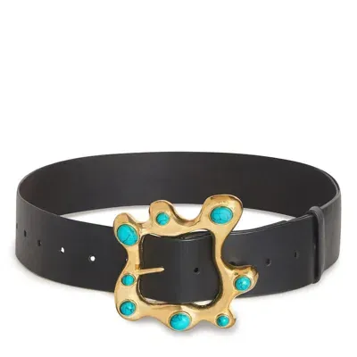 Cynthia Rowley Hidden Gem Belt In Black Turquoise