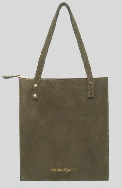 Cynthia Rowley Sleek Suede Tote In Green