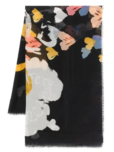 D'aniello Heart-printed Scarf In Black