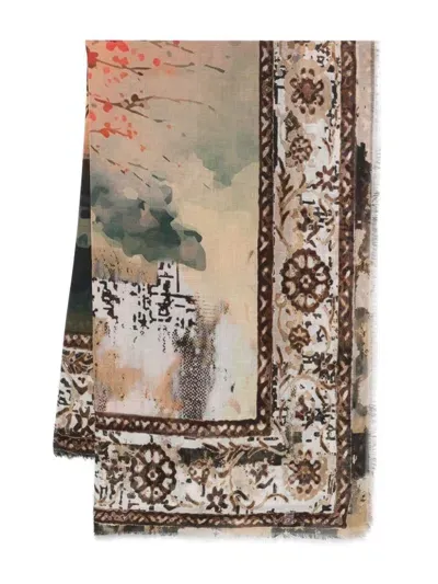 D'aniello Sunset-printed Scarf In Brown