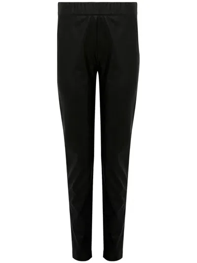 D Exterior Faux Leather Leggings With Elasticated Waist In Black