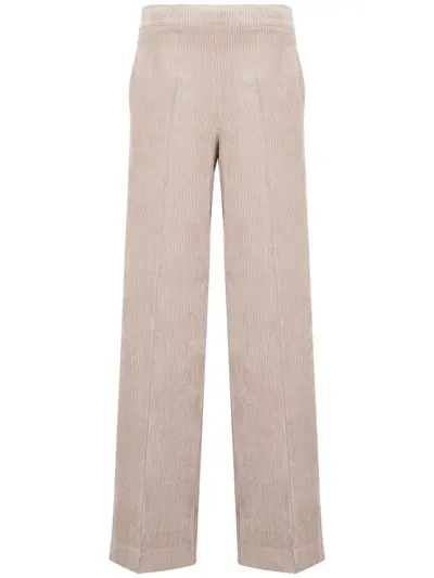 D Exterior High-waisted Wide-leg Pants In Beige