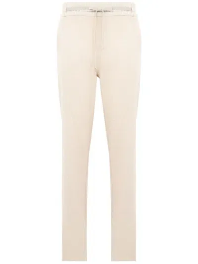 D Exterior Wool And Cashmere Pants With A Drawstring In White