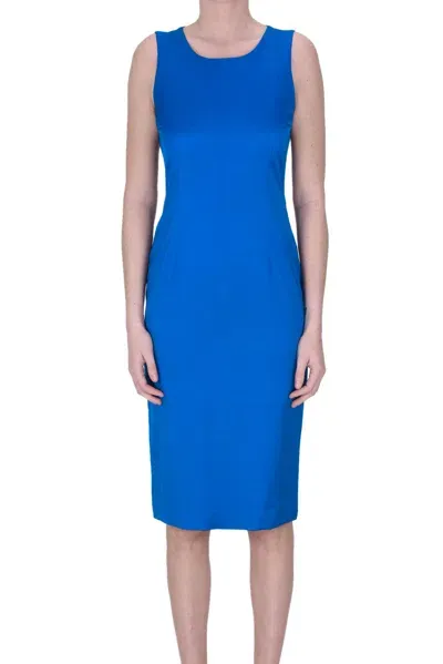 D-exterior Shantung Sheat Dress In Blue