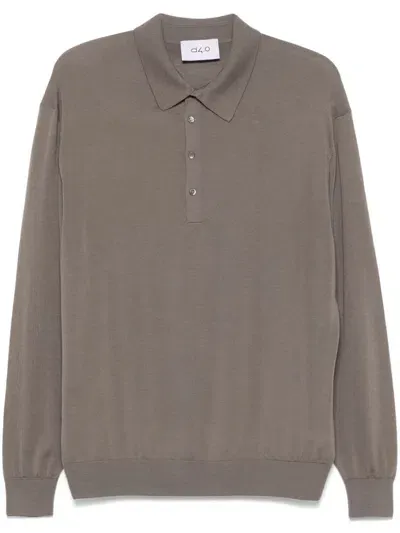 D4.0 Fine-knit Polo Shirt In Grey